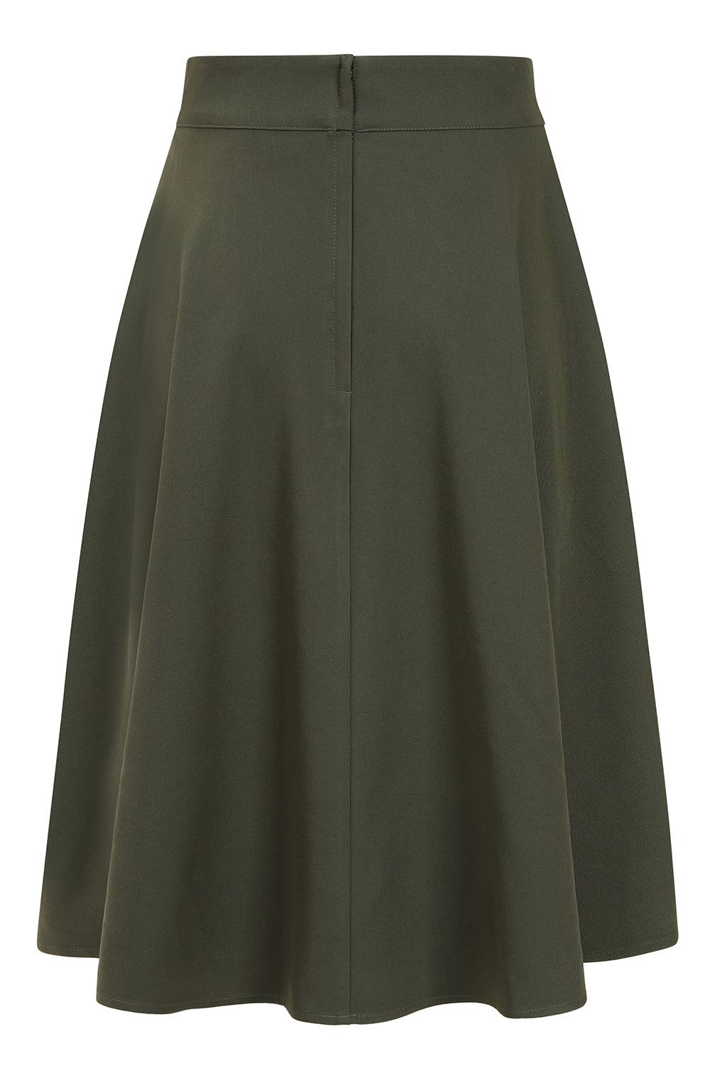 Banned Retro Book Club Swing Skirt with Button and faux flap pocket details-Green