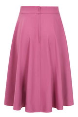 Banned Retro Book Club Swing Skirt with Button and faux flap pocket details-Pink