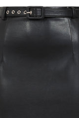 Banned Ada PU Pencil Skirt - 50s Style Secretary Vegan Leather Skirt-Black