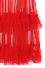 Banned Mia Single Layer Petticoat - 50s Style Double Frill Soft Mesh Underskirt-Red
