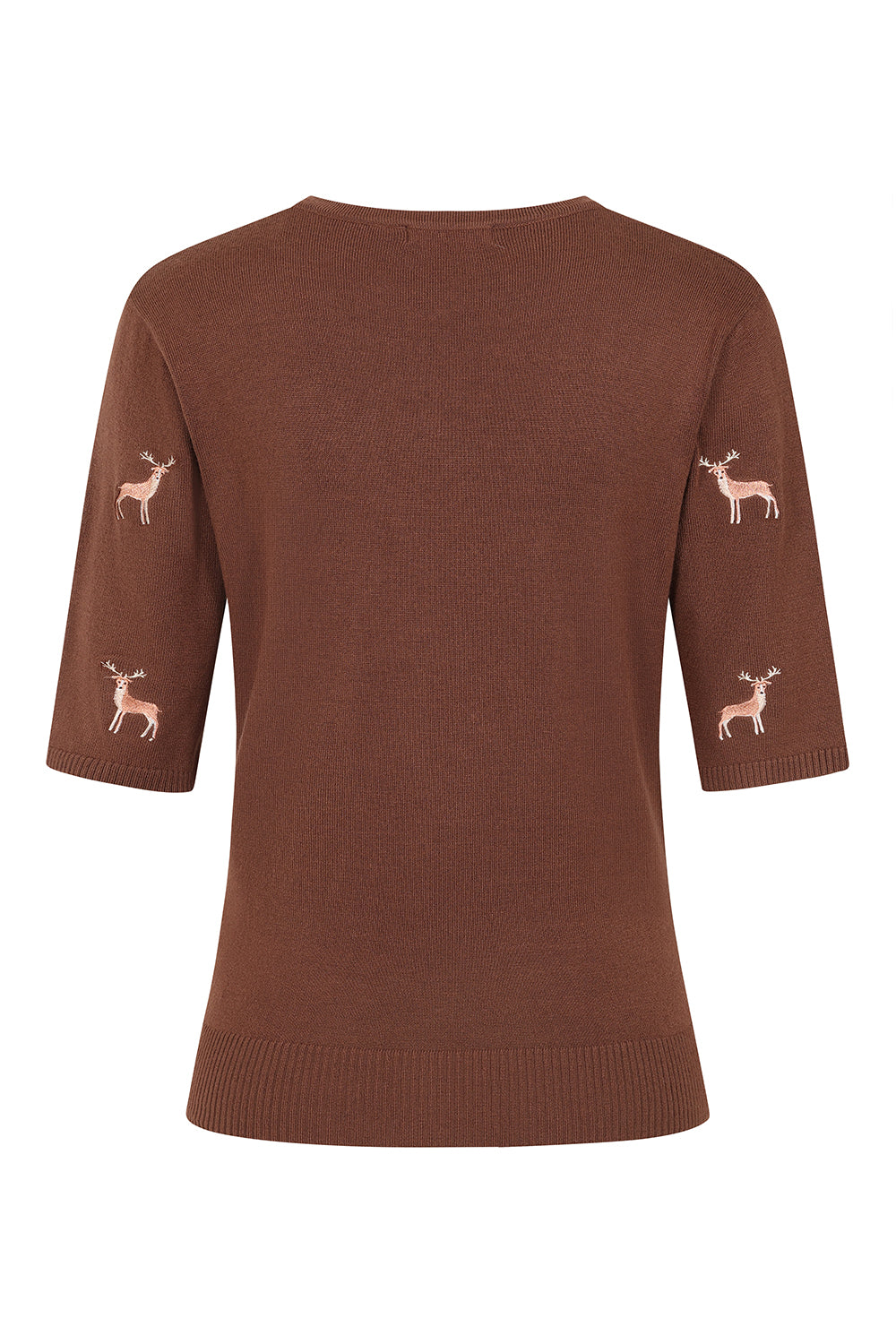 1950's Banned Ruby Sweet Deer Jumper - Vintage Style Reindeer Pattern Knit Sweater-Brown
