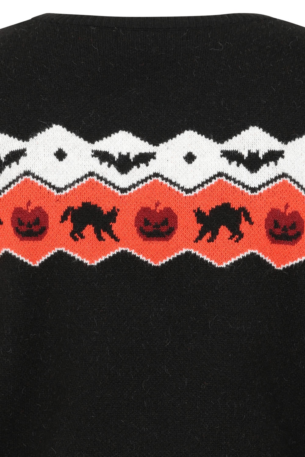 Banned Cindy Halloween Cat Jumper - Retro Style Pumpkin Fair Isle Sweater-Black