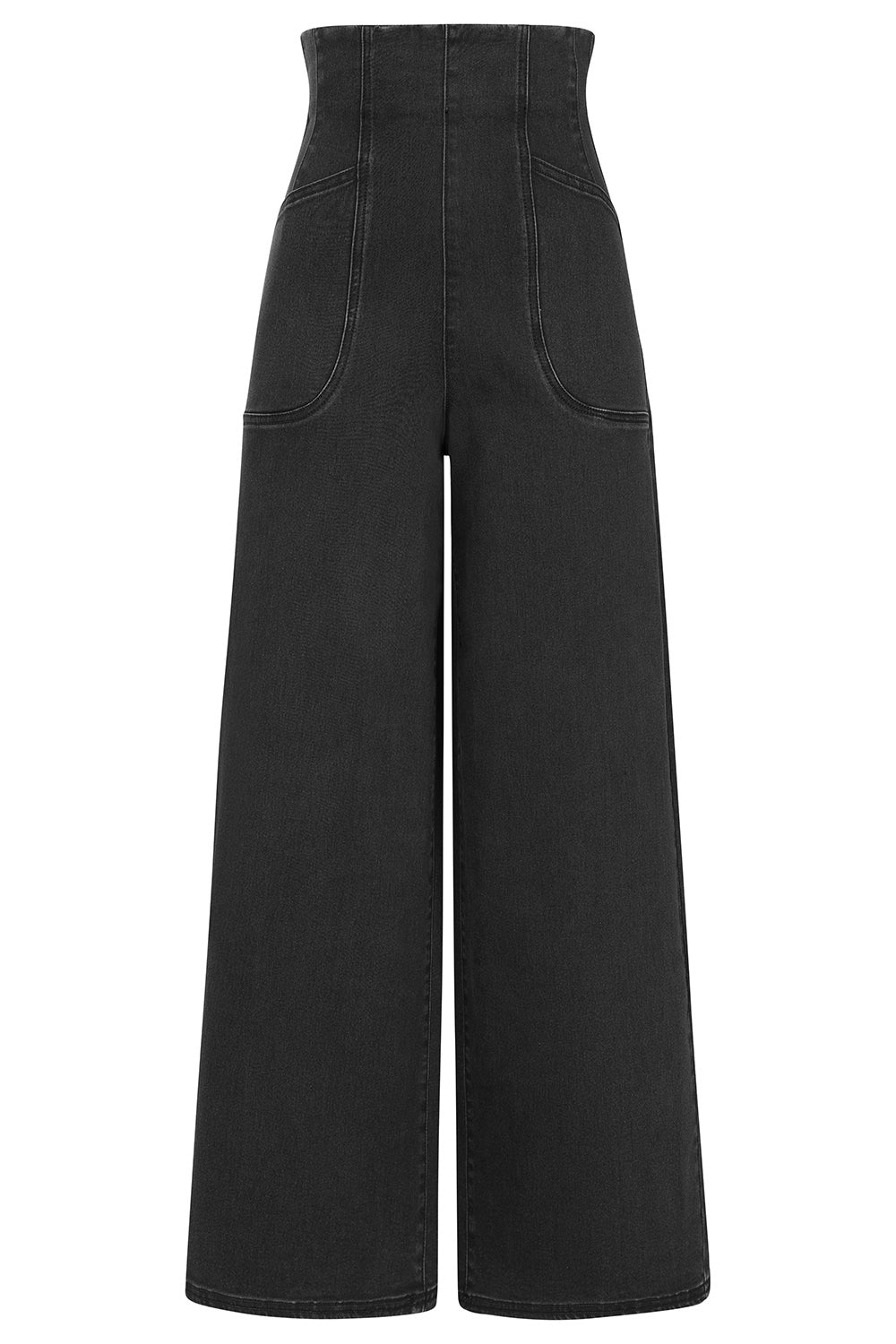 Banned Retro Jolene 50s High Waist Suspender Jeans-Black