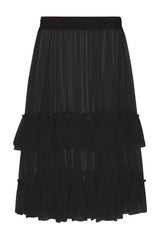 Banned Mia Single Layer Petticoat - 50s Style Double Frill Soft Mesh Underskirt-Black