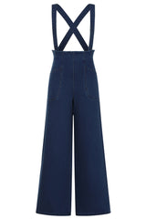 Banned Retro Jolene 50s High Waist Suspender Jeans-Denim/Blue