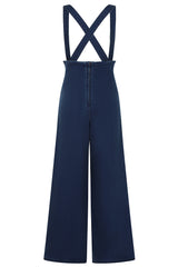 Banned Retro Jolene 50s High Waist Suspender Jeans-Denim/Blue