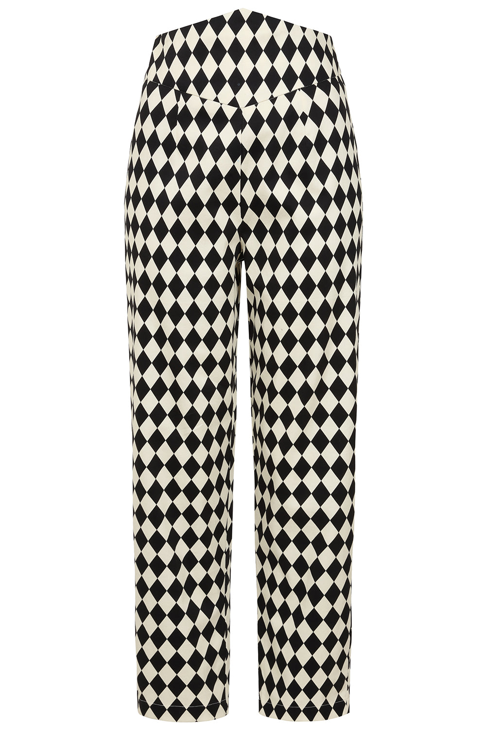 Banned Samantha Harlequin Cigarette Trousers - 50s Style Rockabilly Diamond Print Pants-Black/White