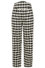 Banned Samantha Harlequin Cigarette Trousers - 50s Style Rockabilly Diamond Print Pants-Black/White