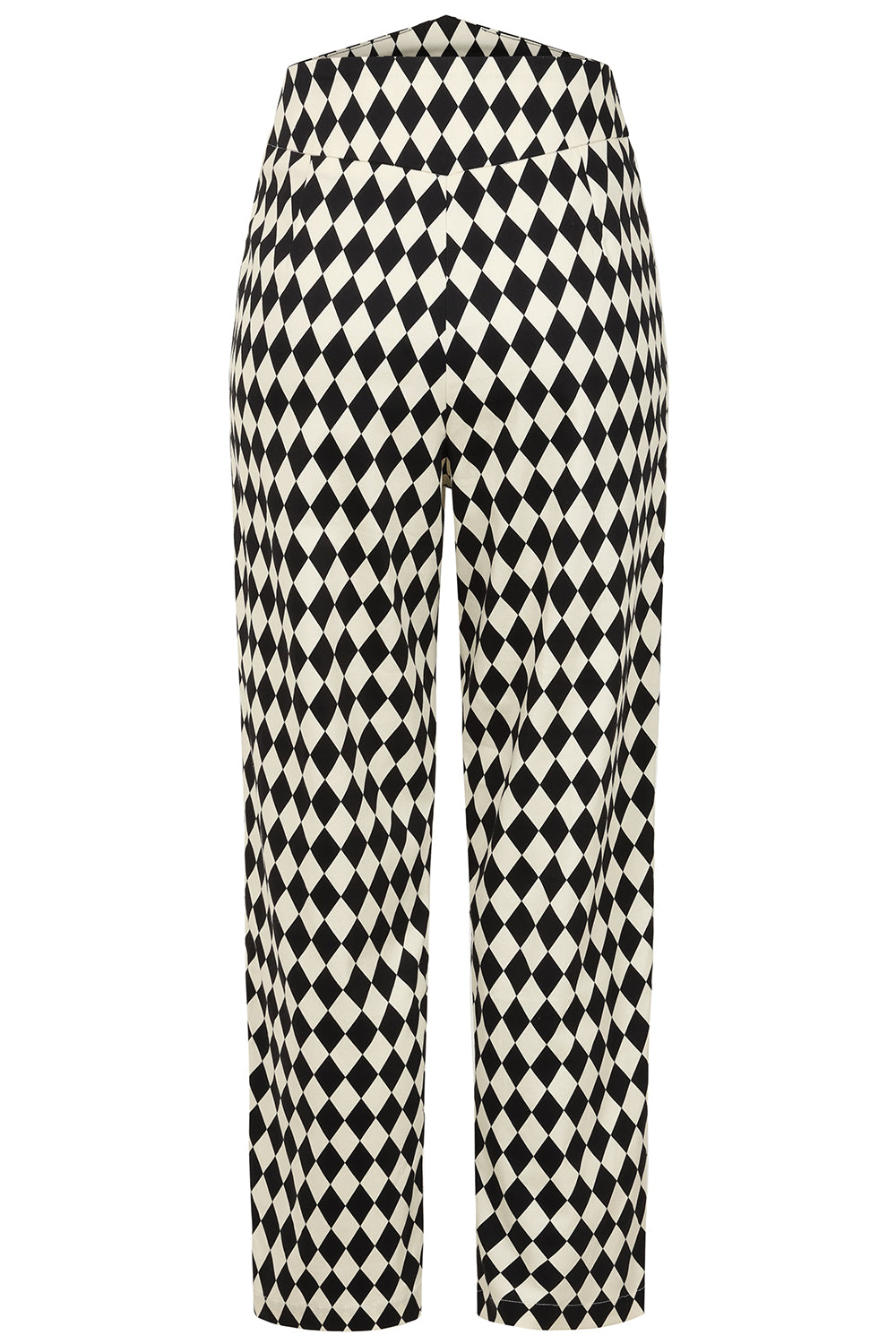 Banned Samantha Harlequin Cigarette Trousers - 50s Style Rockabilly Diamond Print Pants-Black/White