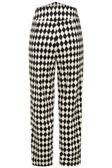 Banned Samantha Harlequin Cigarette Trousers - 50s Style Rockabilly Diamond Print Pants-Black/White