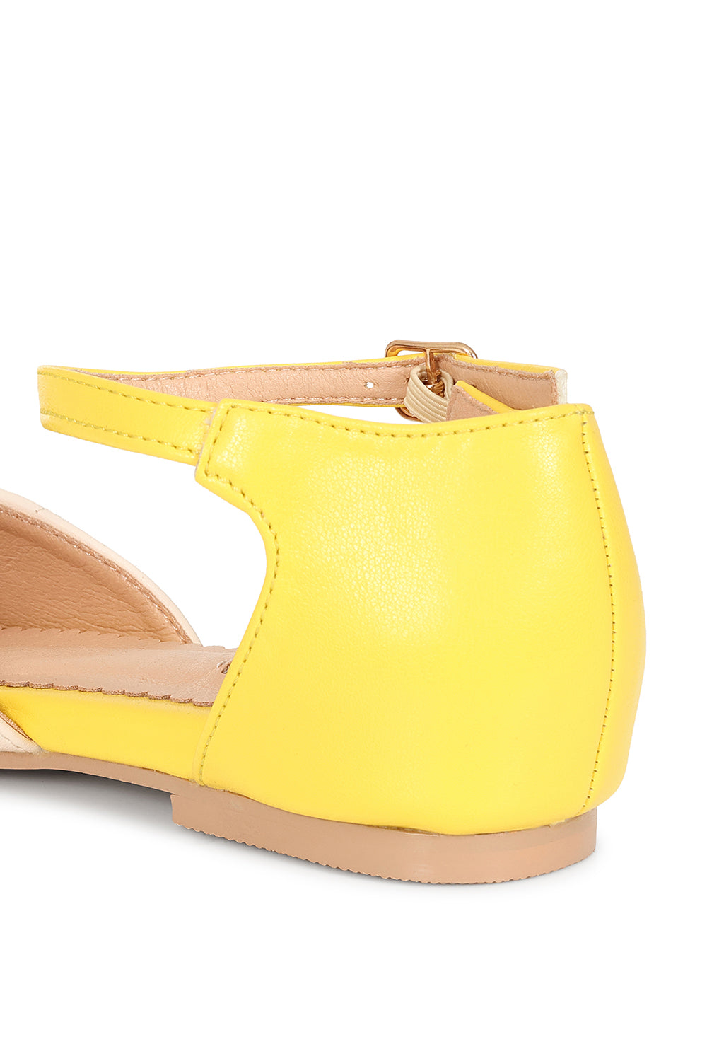 BANNED Retro Dapper Dancemates Flats Retro Two-Tone Brogue Sandals With Hidden Wedge & Ankle Strap-Yellow