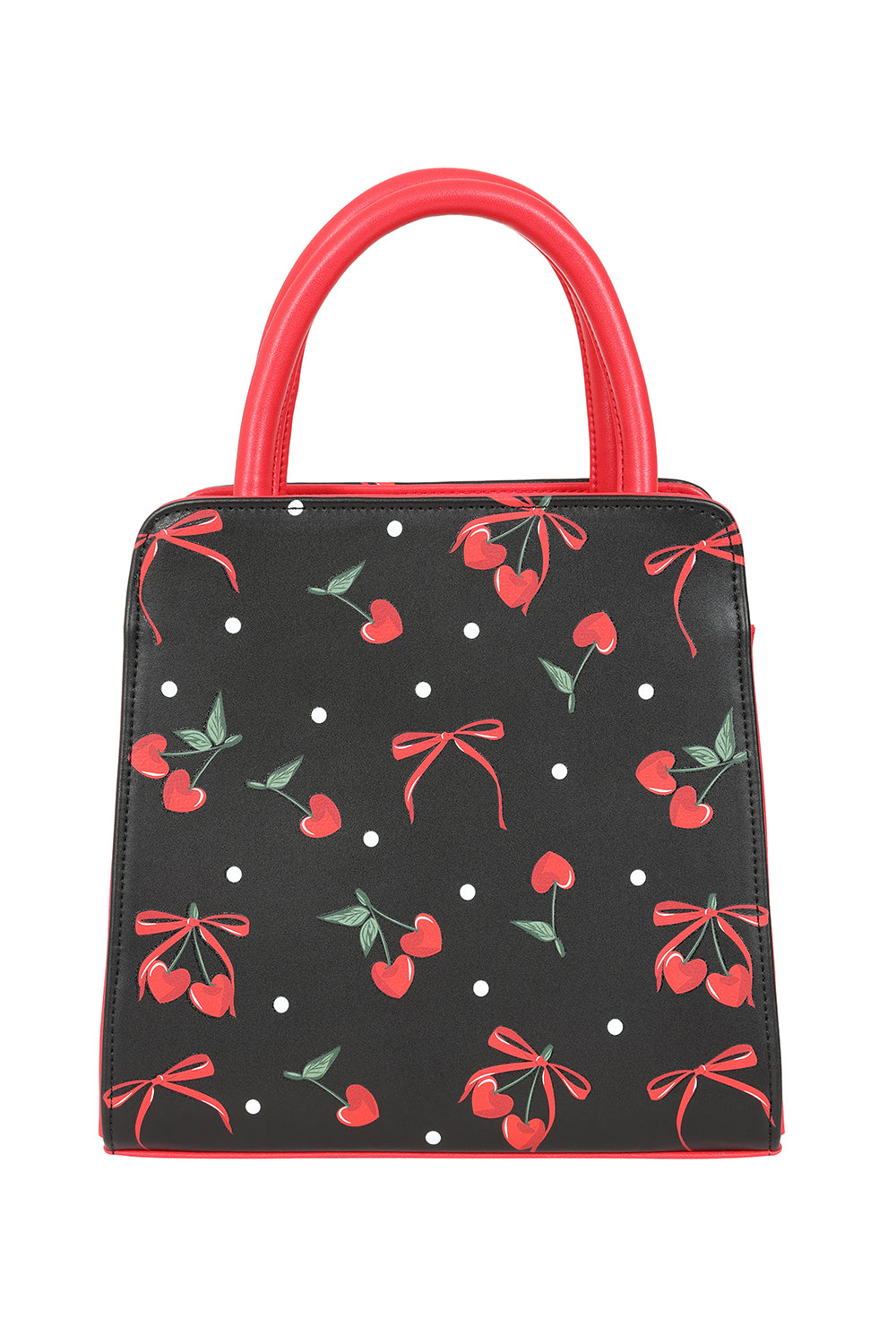 Banned Retro Cherry Bow Handbag   Rockabilly Style Bag with Sweetheart Details-Black