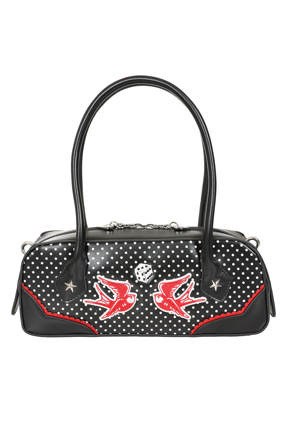 Banned Retro Viva Las Vegas Handbag   Rockabilly Swallow and Dice Retro Bag-Black