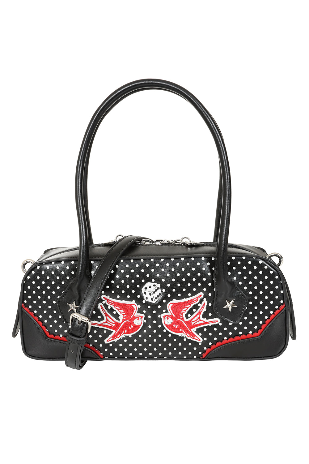 Banned Retro Viva Las Vegas Handbag   Rockabilly Swallow and Dice Retro Bag-Black