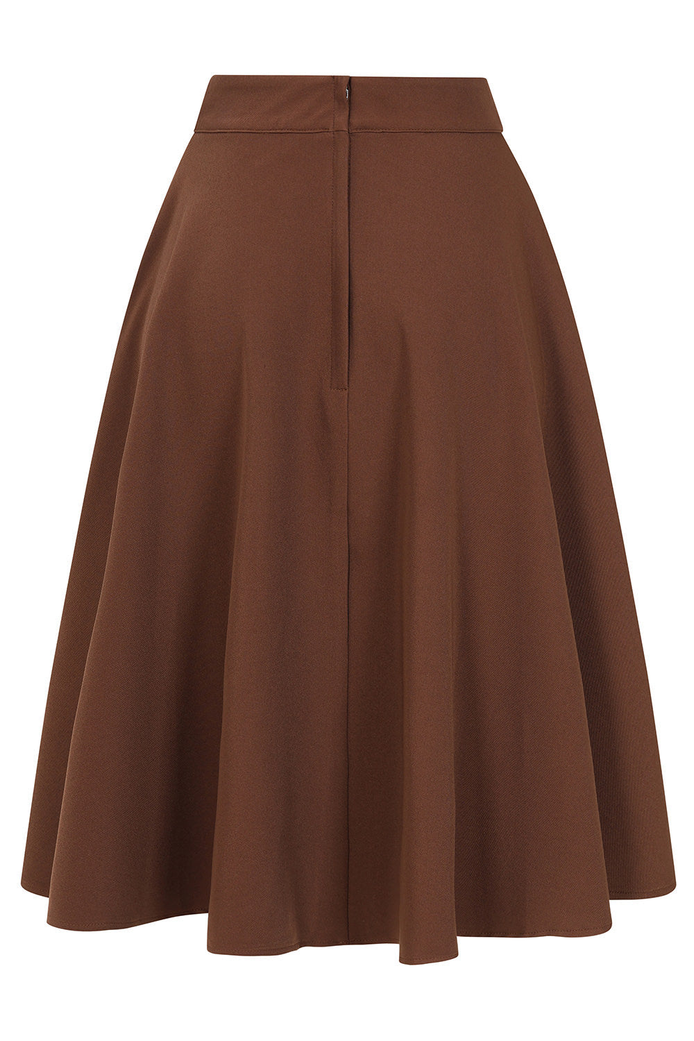 Banned Retro Book Club Swing Skirt with Button and faux flap pocket details-Brown