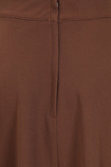 Banned Retro Book Club Swing Skirt with Button and faux flap pocket details-Brown