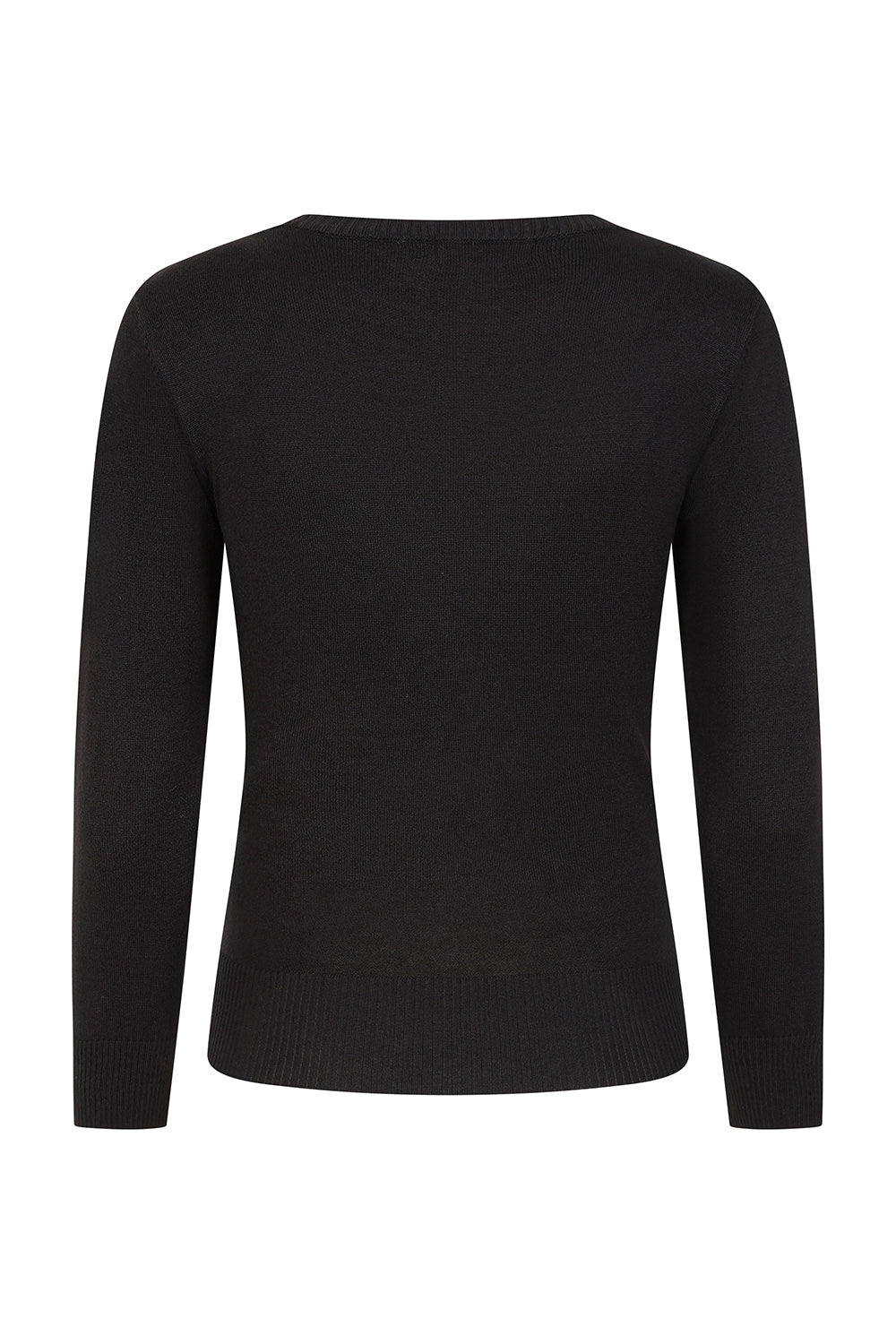 Banned Bella Bow Knit Jumper - 50s Style Keyhole Collar Sweater-Black
