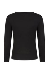 Banned Bella Bow Knit Jumper - 50s Style Keyhole Collar Sweater-Black