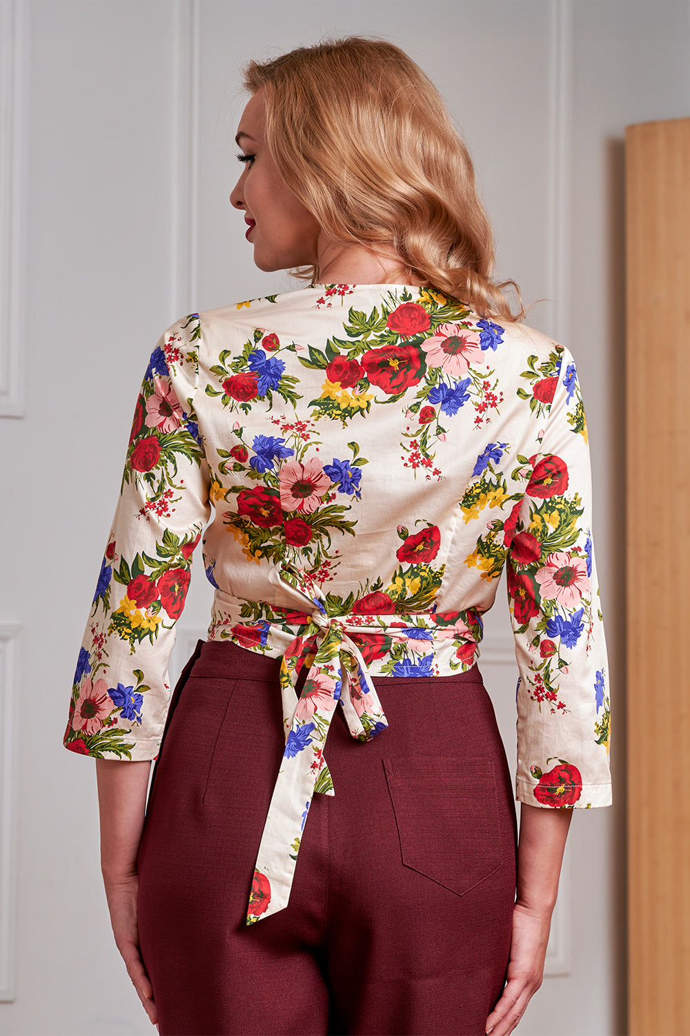 Banned Retro 40s Gracie 40s Floral Serenade Blouse-Cream
