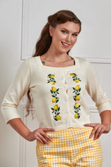 Banned Retro 50s Marla Lemon Cardigan-Ivory