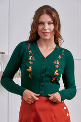 Banned 50s Nara Forest Friend Cardigan-Green