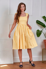 Banned Retro 50s Eliza Gingham Swing Dress-Yellow