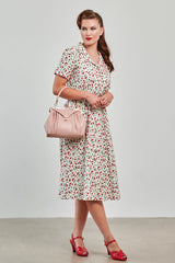 Banned Retro 40s Kate Cherry Dress-Cream