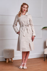 Banned 40s Retro Anita Trench Coat Beige-Beige