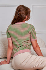Banned Retro 40s Serena Jumper-Green/Pink