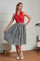 Banned Retro 50s Mila Striped Circle Swing Skirt And-Black/White