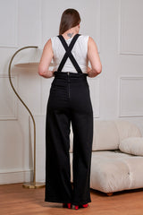 Banned Retro Jolene 50s High Waist Suspender Jeans-Black