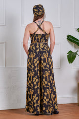 Banned Retro 40s Elizabeth Palazzo Golden Hour Palm Trousers-Black