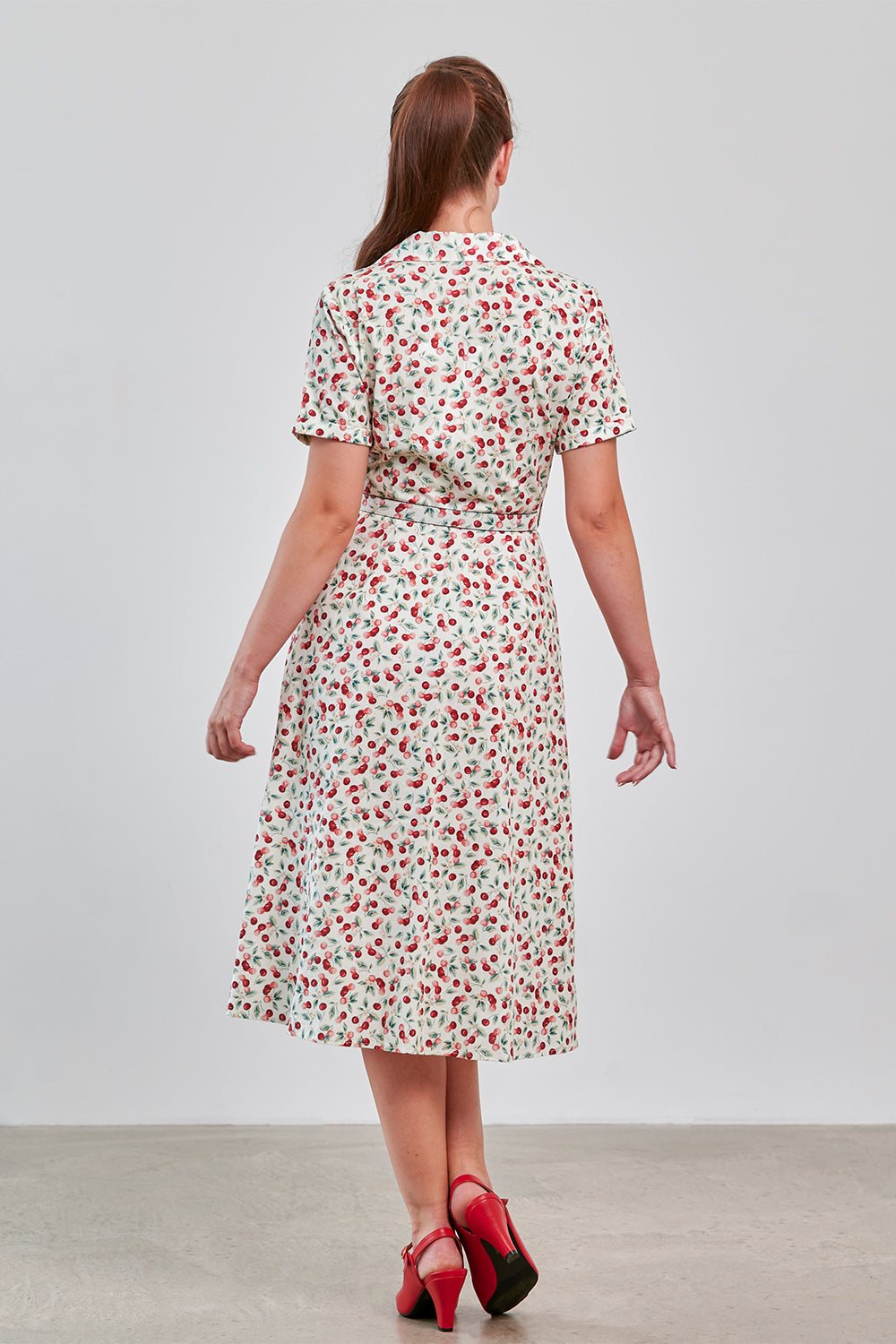 Banned Retro 40s Kate Cherry Dress-Cream
