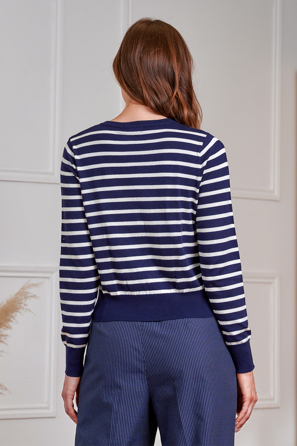 Banned Retro 50s Nautical Cardigan-Navy/White