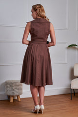 Banned Retro 50s Sky Polka Wrap Dress-Brown