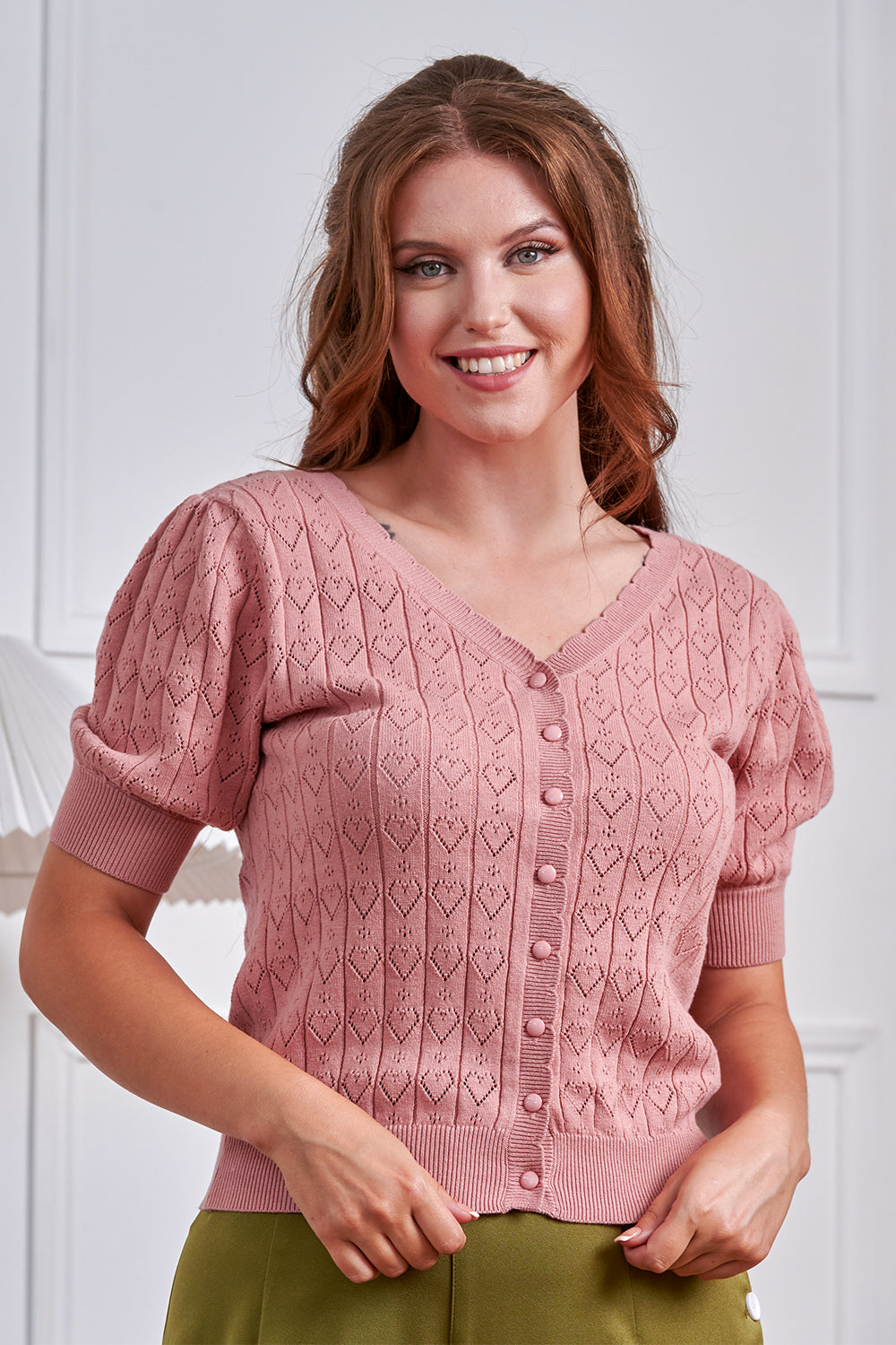 Banned Retro 50s Sweet Heart Cardigan-Pink