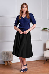 BANNED Legacy 1950s Circle Panel Skirt | Vintage Style Swing Skirt-Black