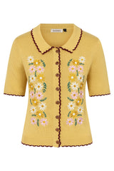 Banned Retro 50s Penny Flower Cardigan-Yellow