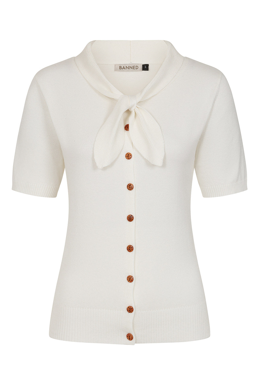 Banned Retro 50s Katy Summer Knot Cardigan-Cream