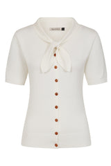 Banned Retro 50s Katy Summer Knot Cardigan-Cream
