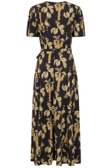 Banned Retro 40s Carol Golden Hour Wrap Midi Dress-Black