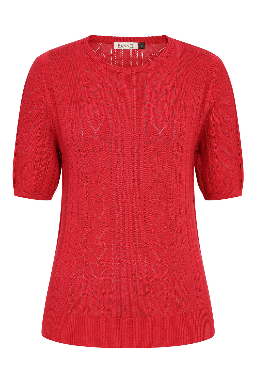 Banned Retro 50s Ruby Heart Jumper-Red
