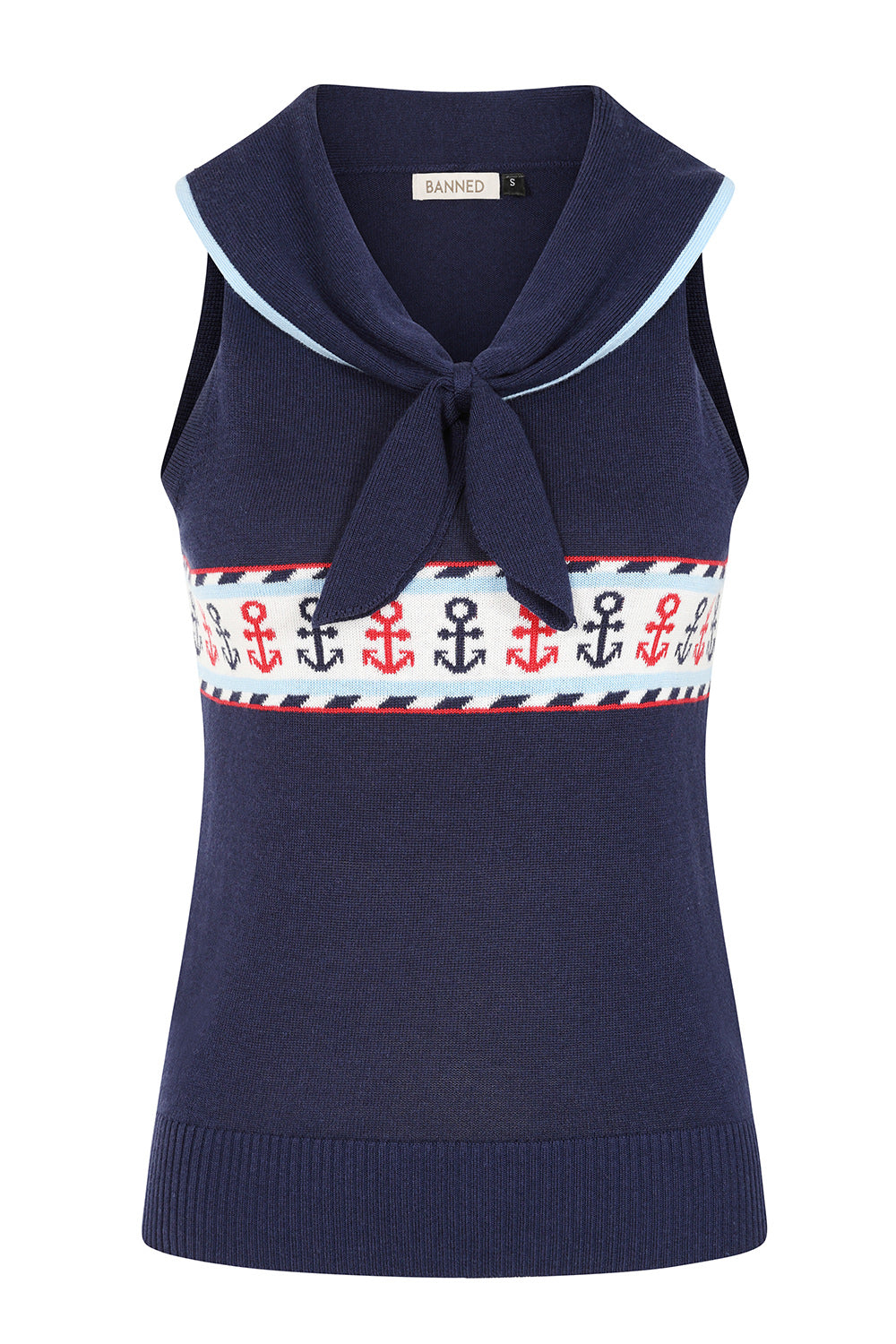 Banned Rockabilly Sailor Sophie Knitted Jumper-Navy