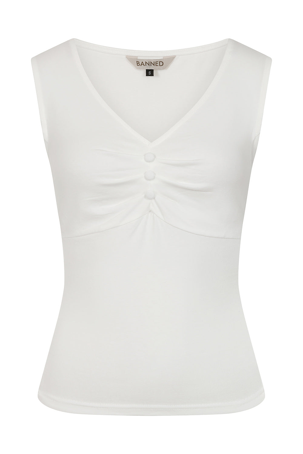 Vintage-Inspired 1950s Elaine Top - Retro Style By Banned"-OffWhite"