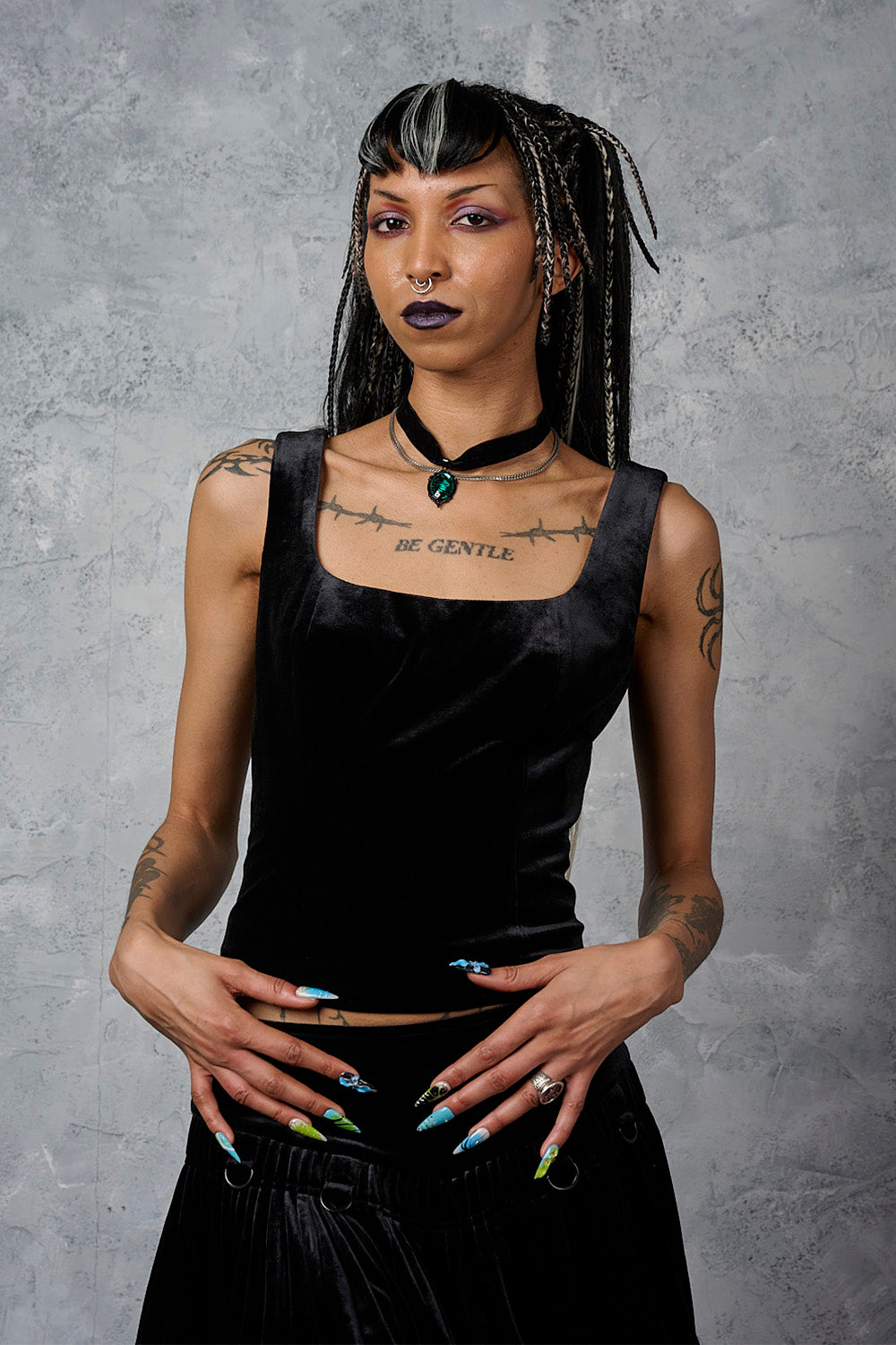 Banned Retro Nightfall Velvet Corset Top