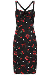 Banned Retro 50s Tullia Cherries And Bows Pencil Dress-Black