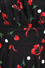 Banned Retro 50s Mina Cherries And Bows Swing Full Circle Dress-Black