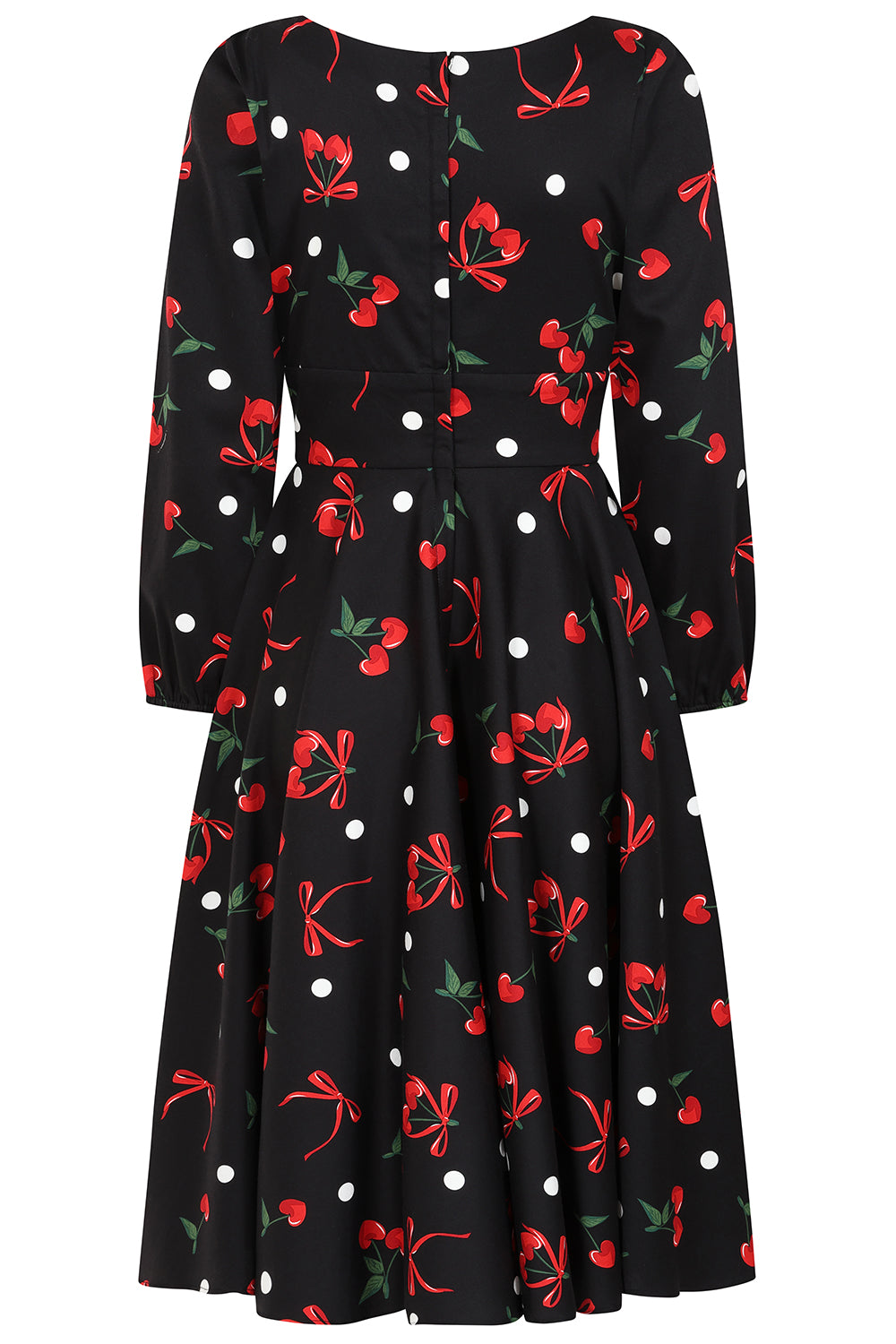 Banned Retro 50s Mina Cherries And Bows Swing Full Circle Dress-Black