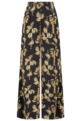 Banned Retro 40s Elizabeth Palazzo Golden Hour Palm Trousers-Black