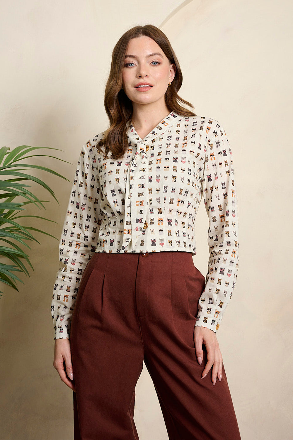 Banned Retro Cherry Cool Cat Blouse
